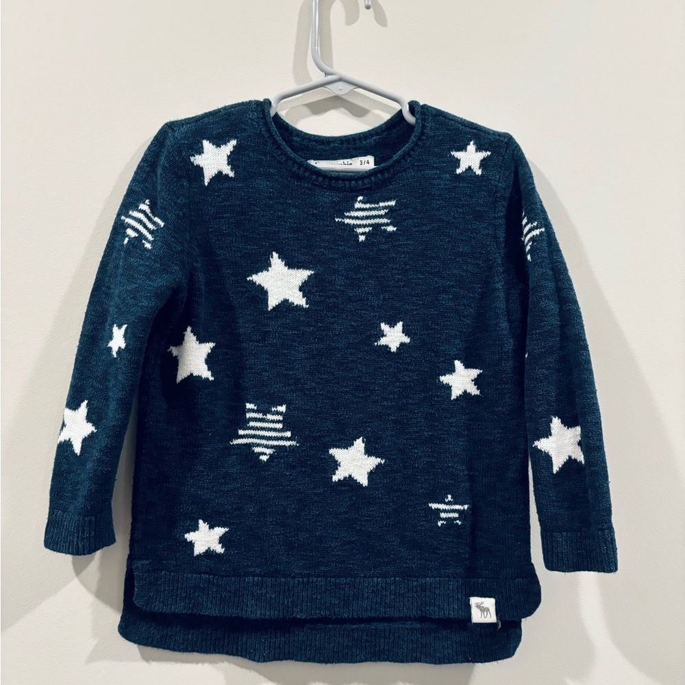 Abercrombie Kids Navy White Thick Star Sweater Tunic Girls size 3/4